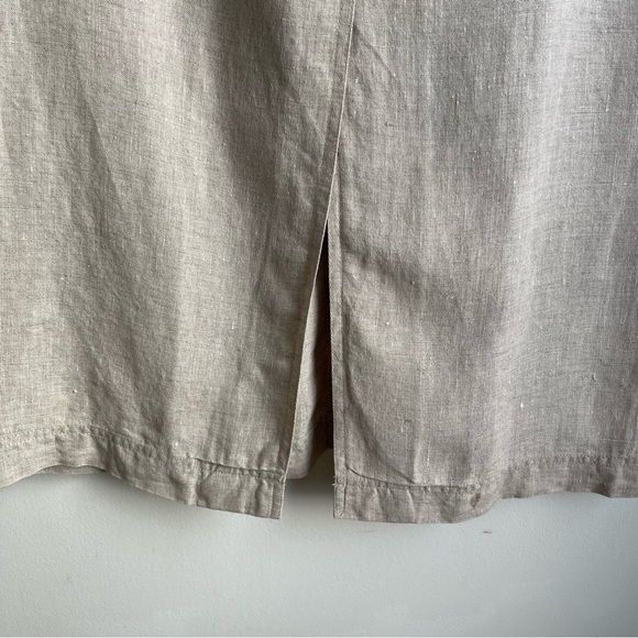 NWOT Vintage 90s Liz Claiborne Beige Linen Button Front Midi Skirt w Pockets 14 - Picture 3 of 6
